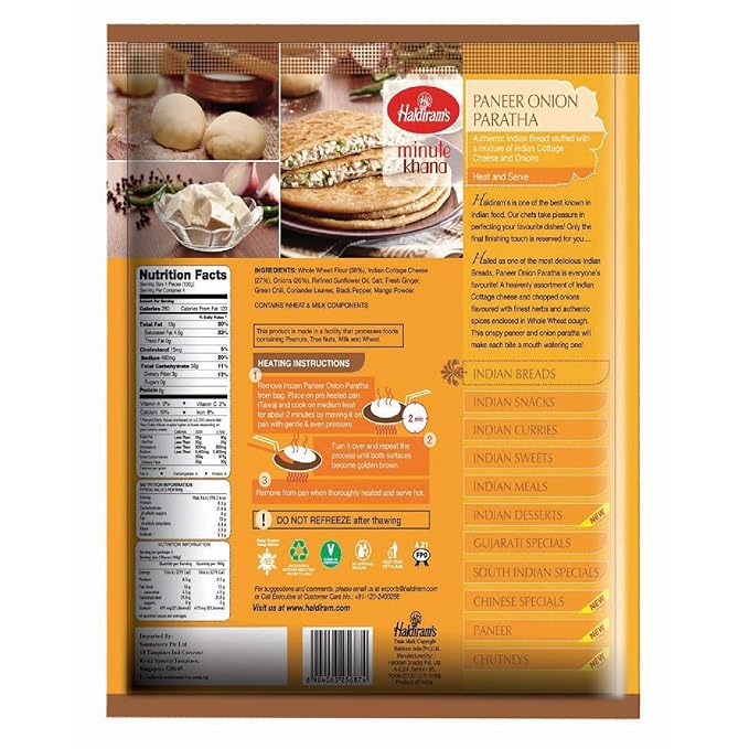 Frozen Paneer Onion Paratha 400g (Haldirams)