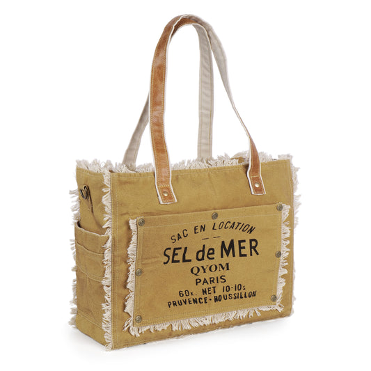 SEL de MER Qyom Paris Canvas Bag Brown