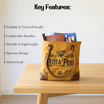 Petit A Petit Cotton Canvas Brown Bag