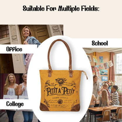 Petit A Petit Cotton Canvas Brown Bag