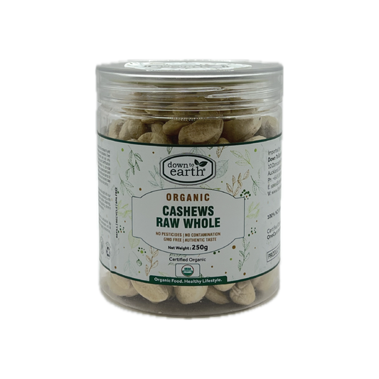 Down To Earth Organic Cashews Raw Whole 250g
