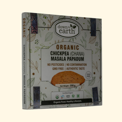 Organic Chickpea (Chana) Masala Papadum 200g (Down To Earth)