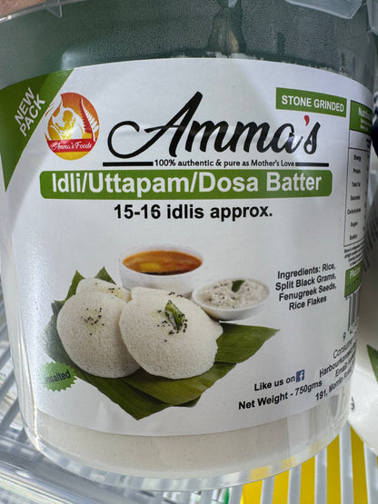 Amma's Stone Grinded Idli/Dosa/Uttapam Batter 750g (Unsalted)