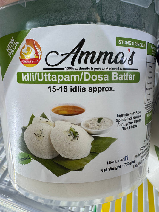 Amma's Stone Grinded Idli/Dosa/Uttapam Batter 750g (Unsalted)