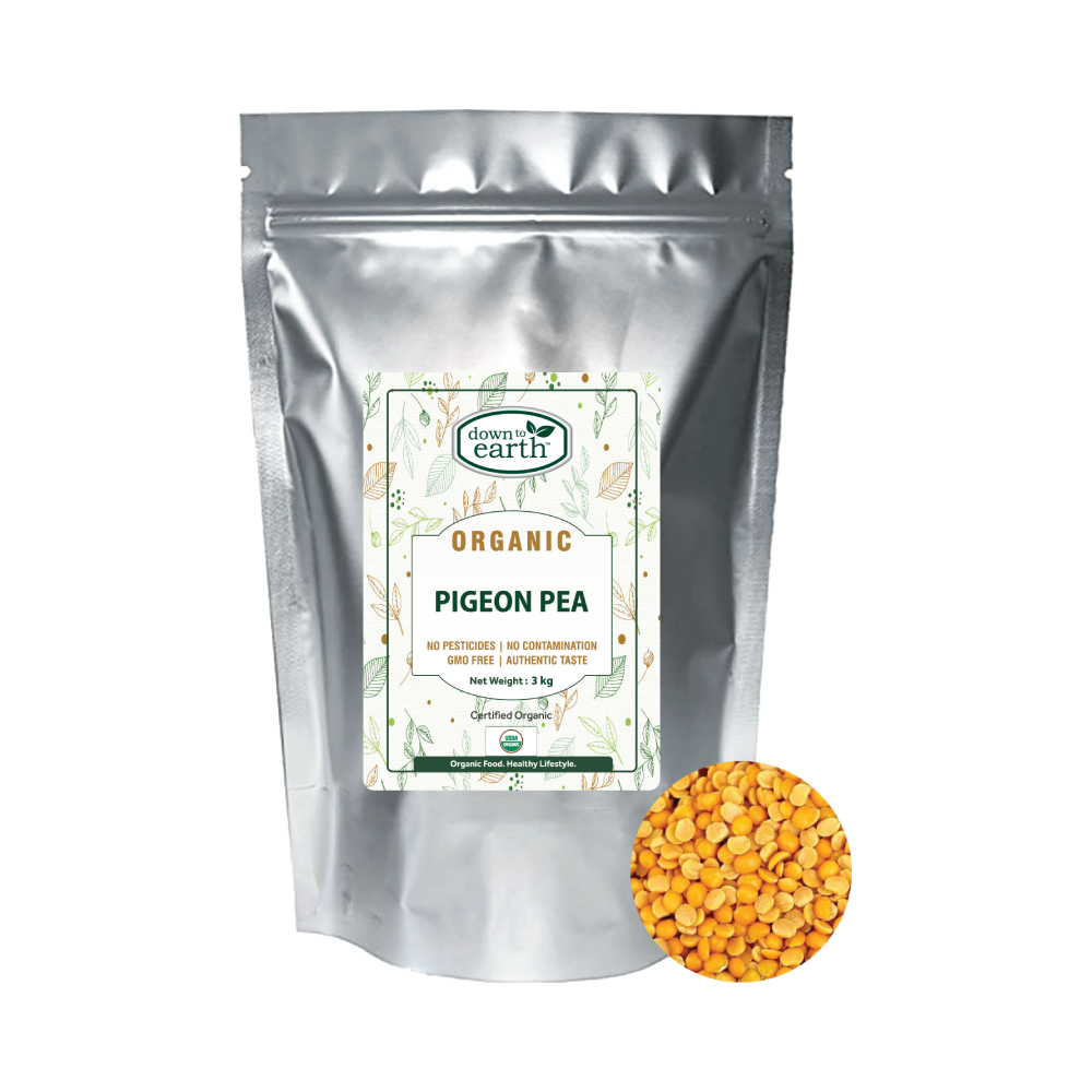 Down To Earth Organic Pigeon Pea (Arhar/ Toor Dal) 3kg bag