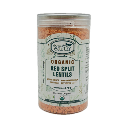 Organic Red Split Lentils (Masoor Dal) 575g (Down To Earth)
