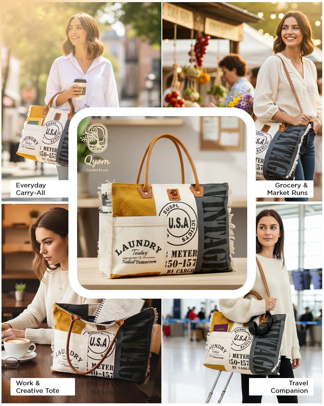 Qyom Bag Multicolour - Vintage Canvas Bag