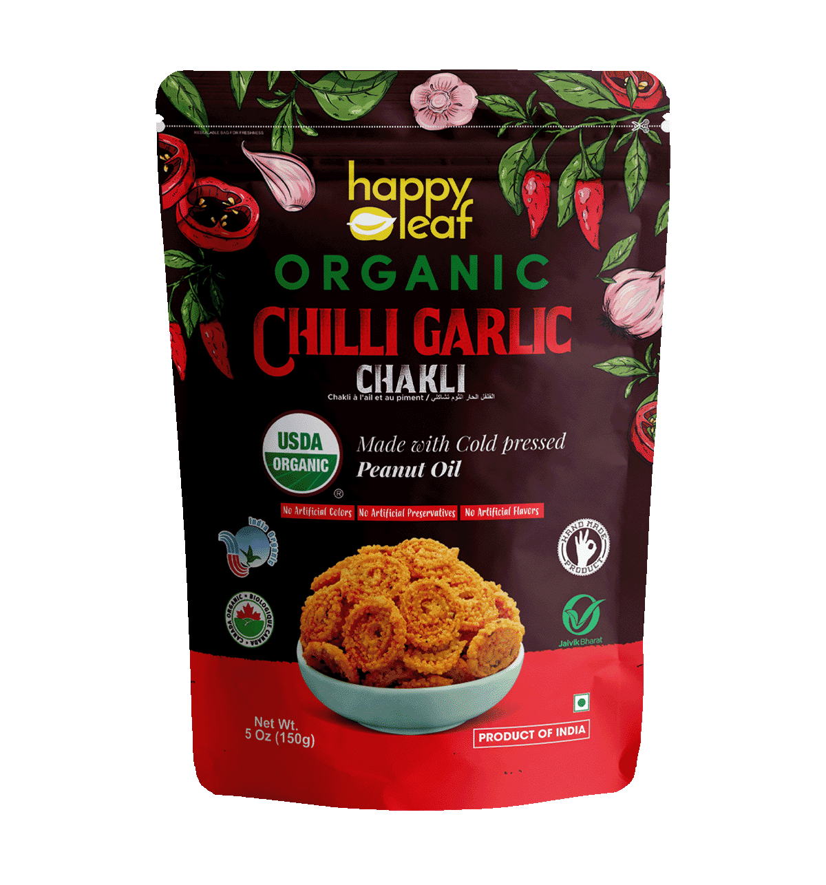 Happy Leaf Chilli Garlic Chakli 150g