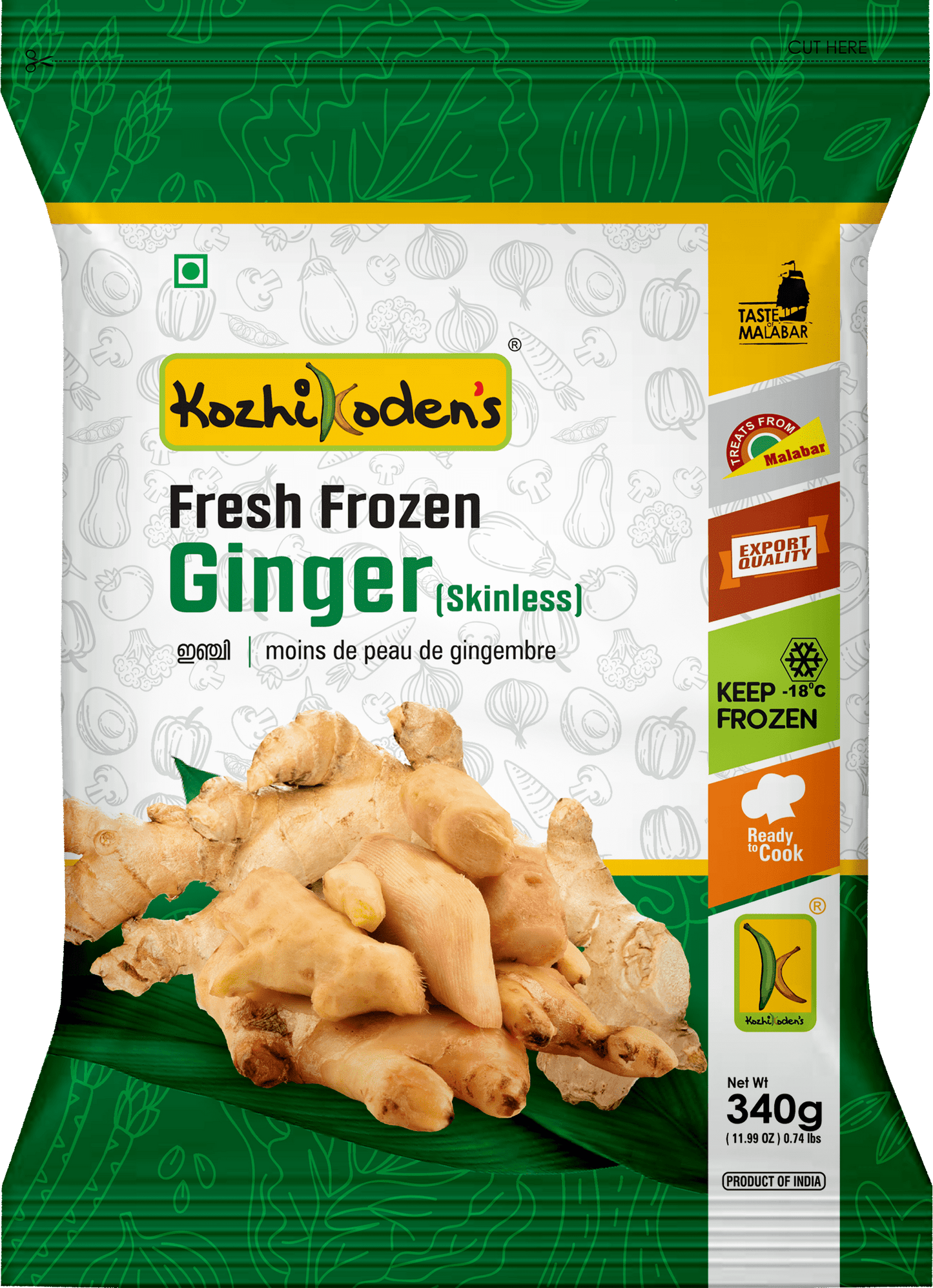 Frozen Ginger 340g (Kozhikoden’s)