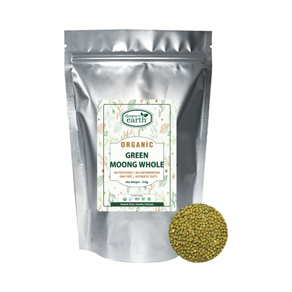 Organic Green Mung Bean (Moong Whole) 3kg Bag (Down To Earth)