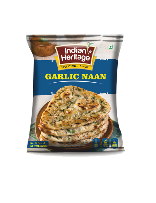 Frozen Garlic Naan 320g (Pack of 4) (Indian Heritage)