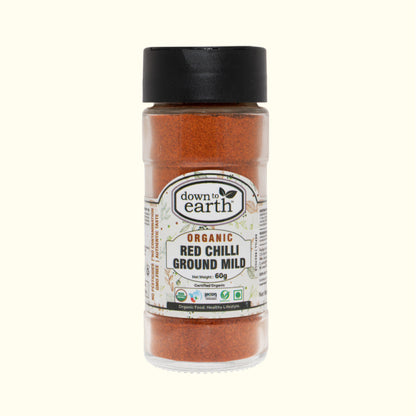 Organic Red Chilli Ground Mild 60g (Down To Earth)